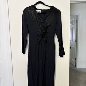 Vintage 90s Witchy Nina Piccalino Black Long Sleeve Dress